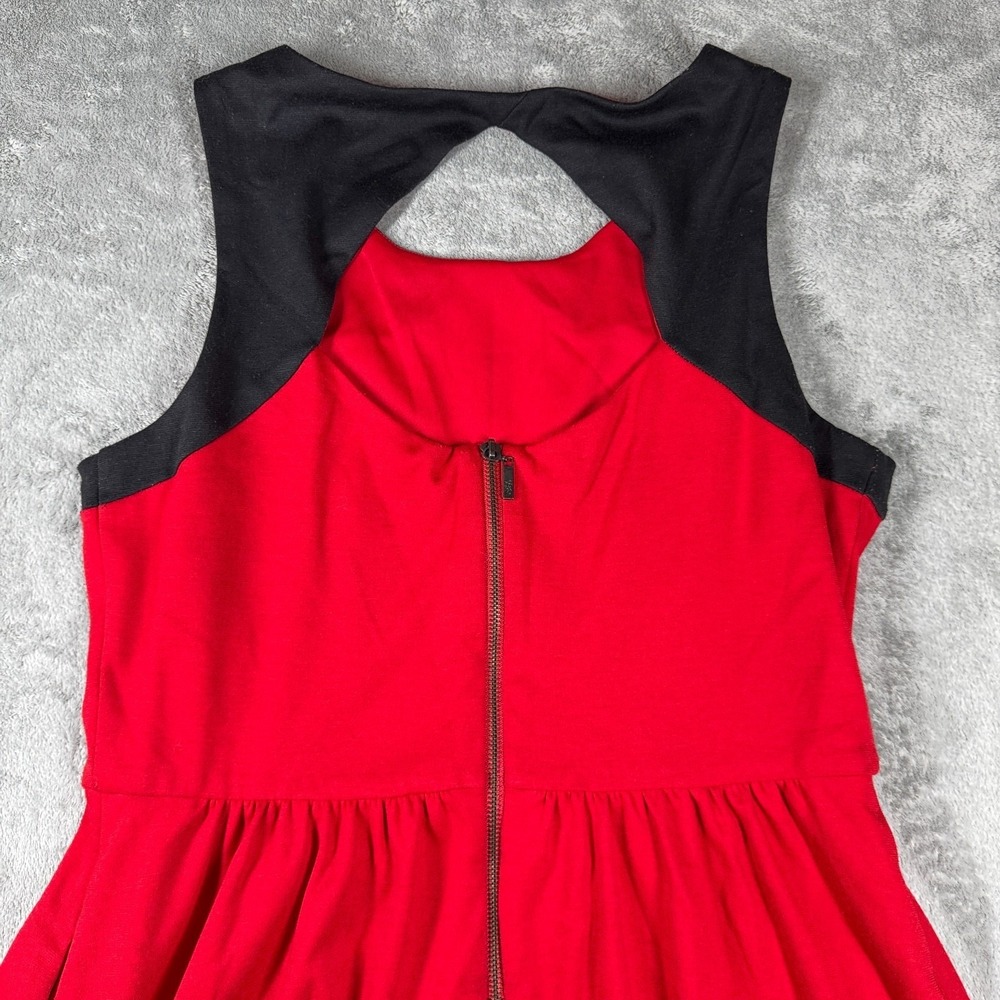 Jessica Simpson Fit & Flare Dress Women's M Red Black Sleeveless Keyhole Back - Picture 9 of 9